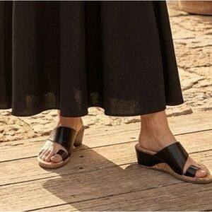 Donald Pliner Gemmy Black Leather Wedge Slide Sandals for Women
